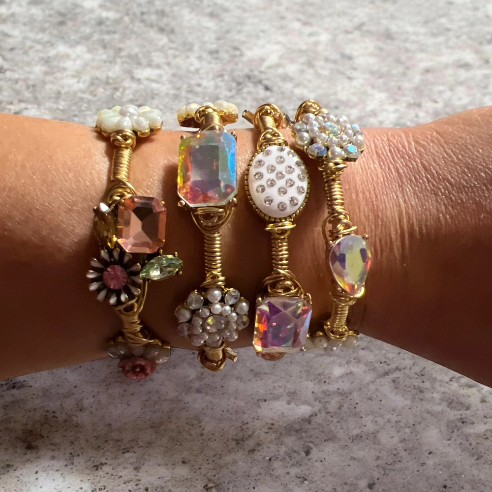 RC2 Rasbeauty Colorful Bejeweled Bangle Bracelet 6"-6.5" Various Sizes